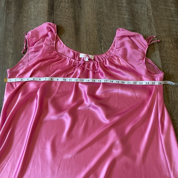 Oscar de la Renta Pink Label Vintage Satin Nightgown Sheer Sleeve Pink - Picture 6 of 8